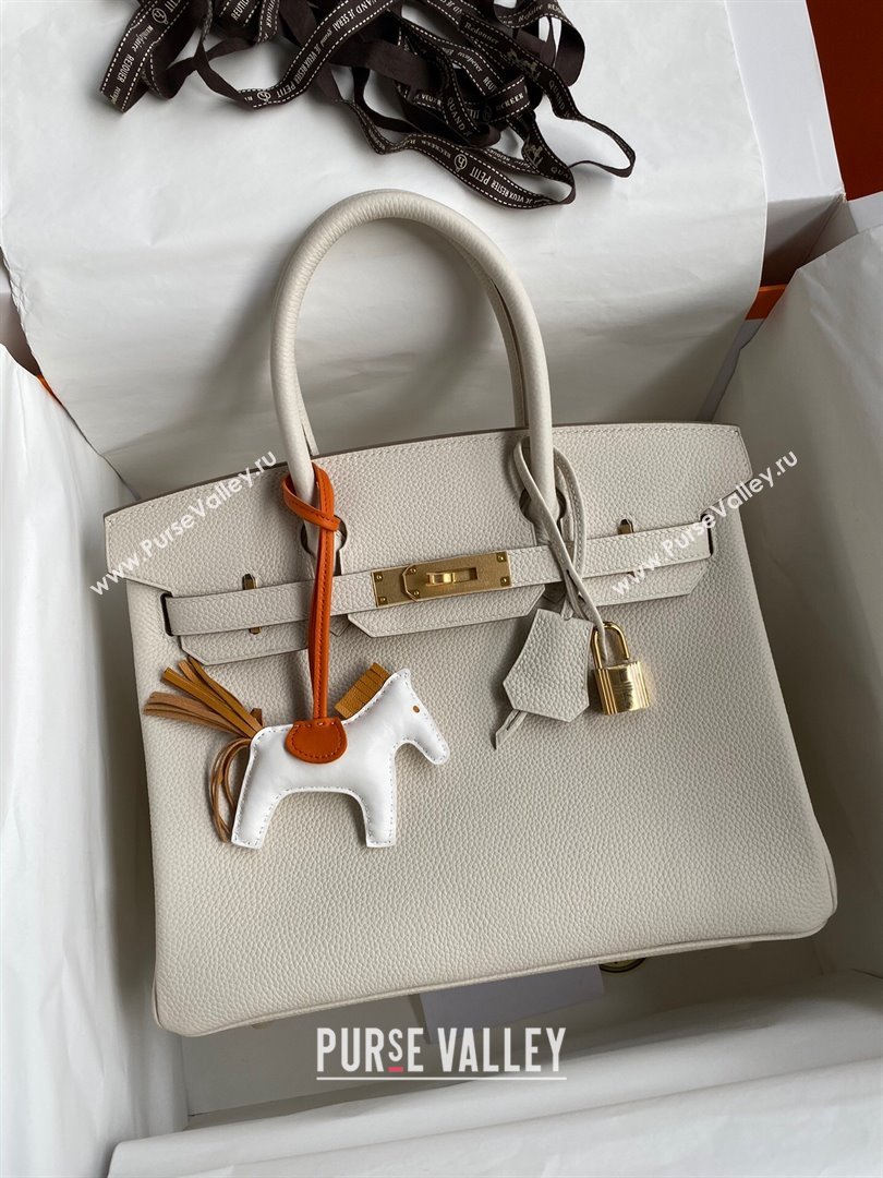 Hermes Birkin 30cm/35cm Bag in Original Togo Leather Milkshake White/Gold 2024 (Full Handmade) (XYA-24040911)