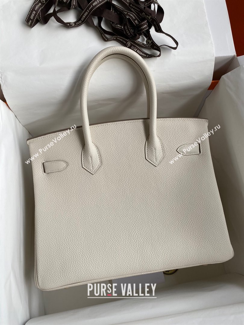 Hermes Birkin 30cm/35cm Bag in Original Togo Leather Milkshake White/Gold 2024 (Full Handmade) (XYA-24040911)