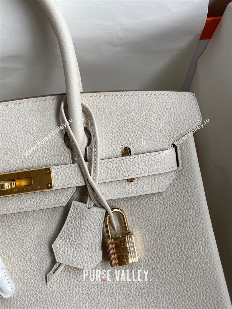Hermes Birkin 30cm/35cm Bag in Original Togo Leather Milkshake White/Gold 2024 (Full Handmade) (XYA-24040911)
