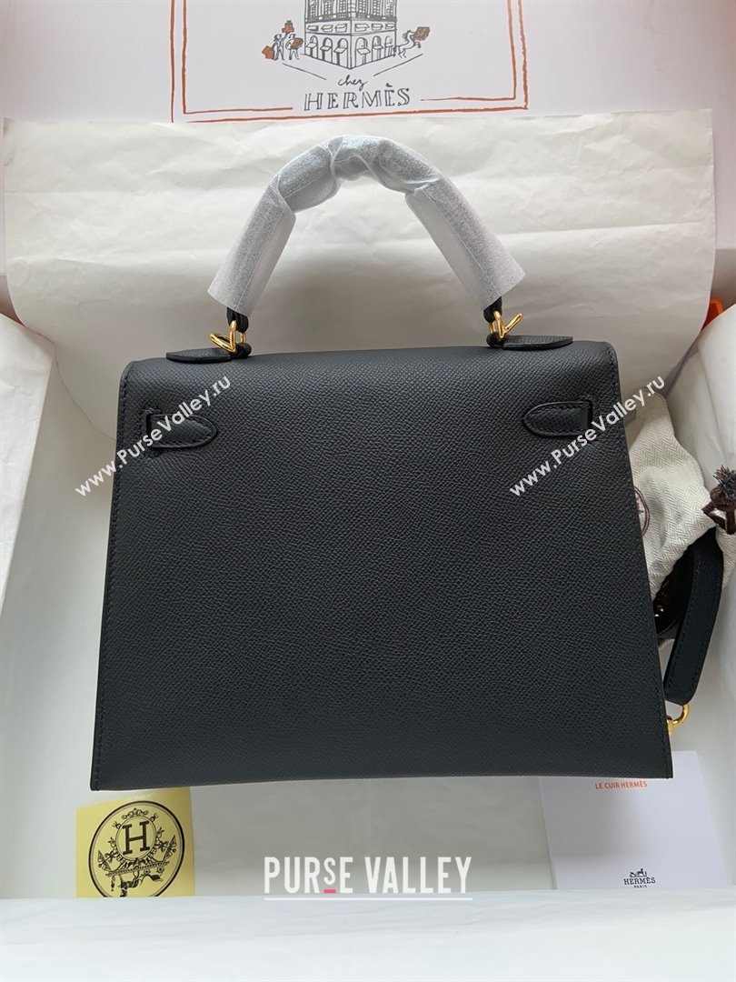 Hermes Kelly 25/28/32cm Bag in Original Epsom Leather Black/Gold 2024 (Handmand) (M-24021924)