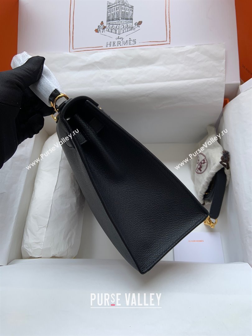 Hermes Kelly 25/28/32cm Bag in Original Epsom Leather Black/Gold 2024 (Handmand) (M-24021924)