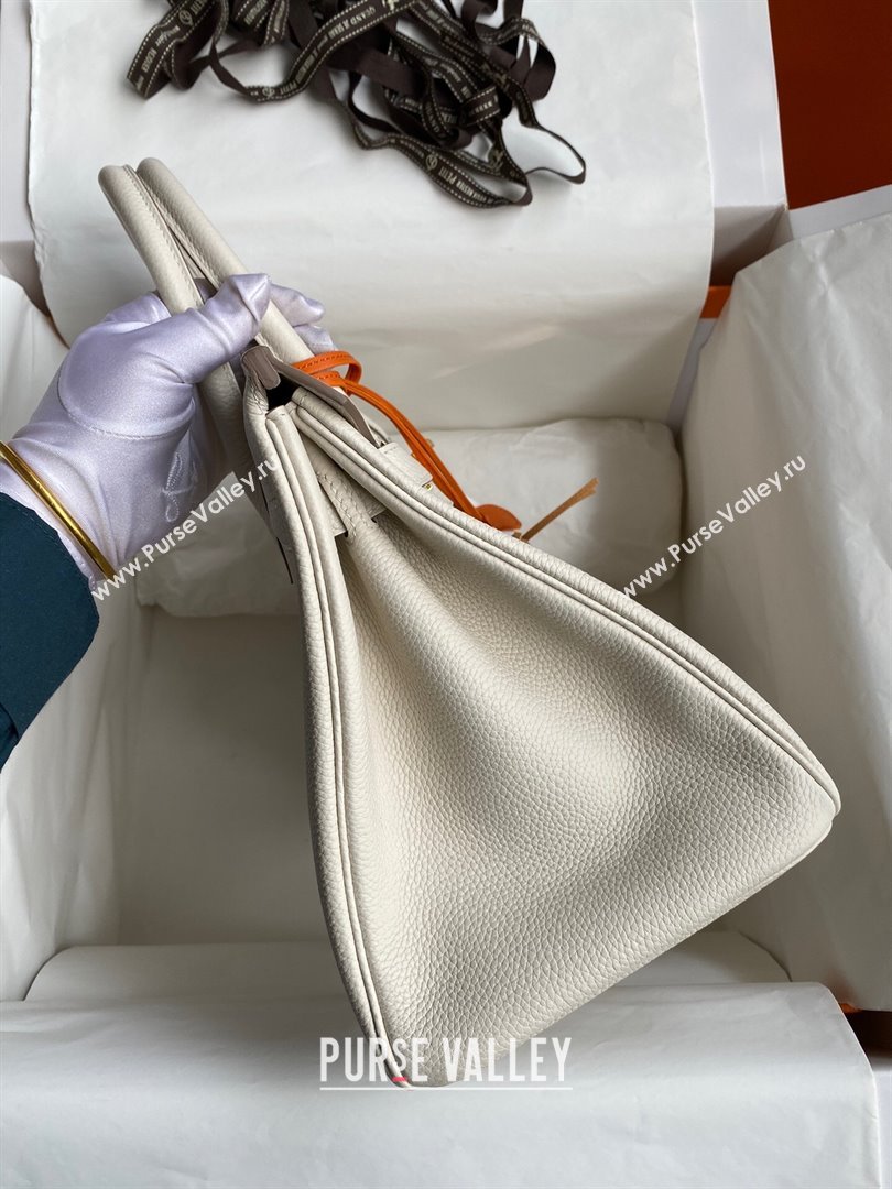 Hermes Birkin 30cm/35cm Bag in Original Togo Leather Milkshake White/Gold 2024 (Full Handmade) (XYA-24040911)
