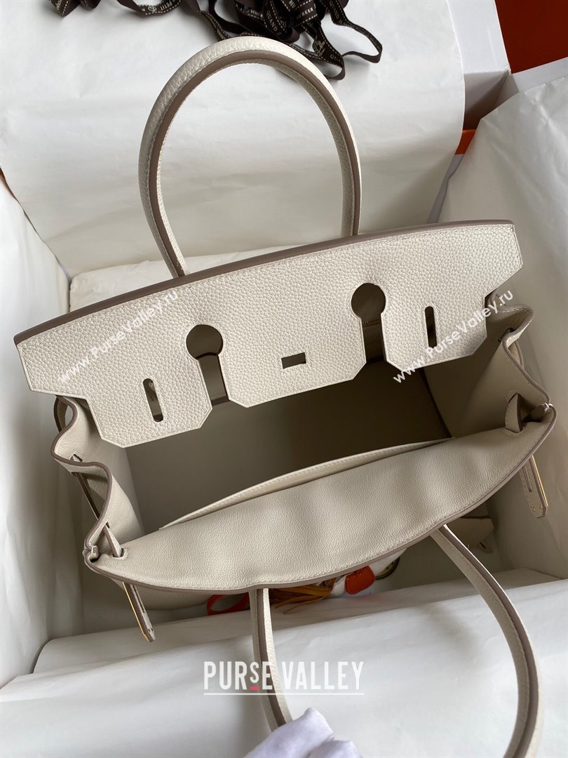 Hermes Birkin 30cm/35cm Bag in Original Togo Leather Milkshake White/Gold 2024 (Full Handmade) (XYA-24040911)