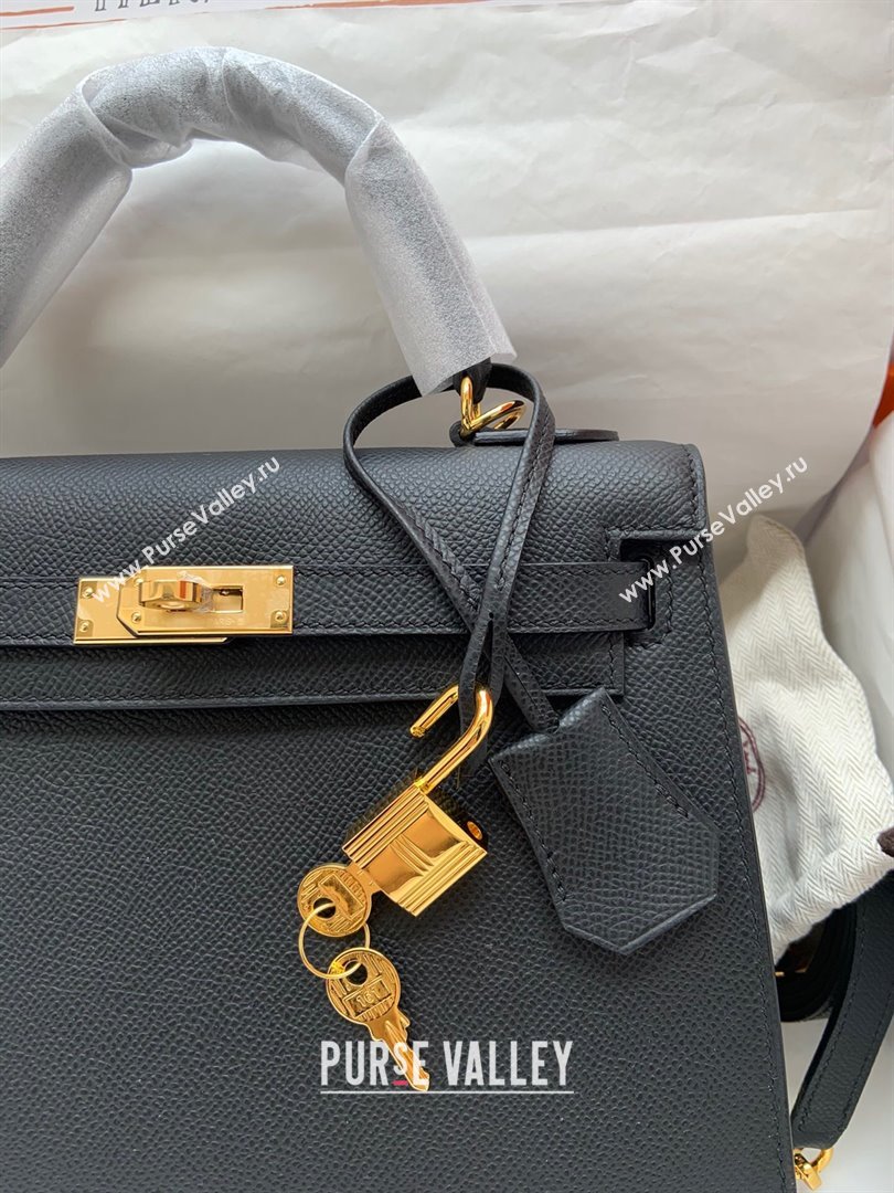 Hermes Kelly 25/28/32cm Bag in Original Epsom Leather Black/Gold 2024 (Handmand) (M-24021924)