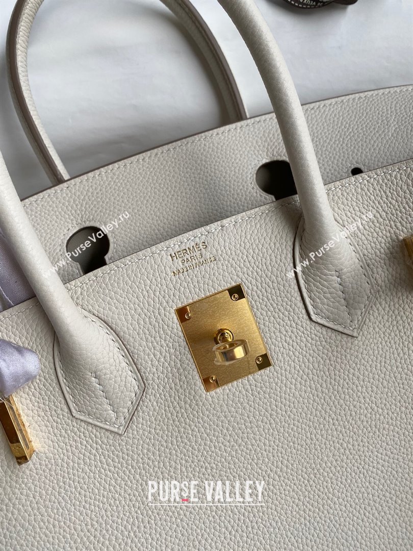 Hermes Birkin 30cm/35cm Bag in Original Togo Leather Milkshake White/Gold 2024 (Full Handmade) (XYA-24040911)