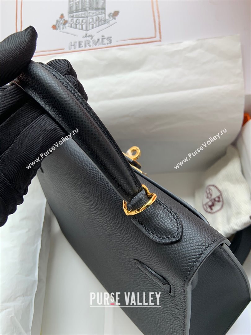 Hermes Kelly 25/28/32cm Bag in Original Epsom Leather Black/Gold 2024 (Handmand) (M-24021924)