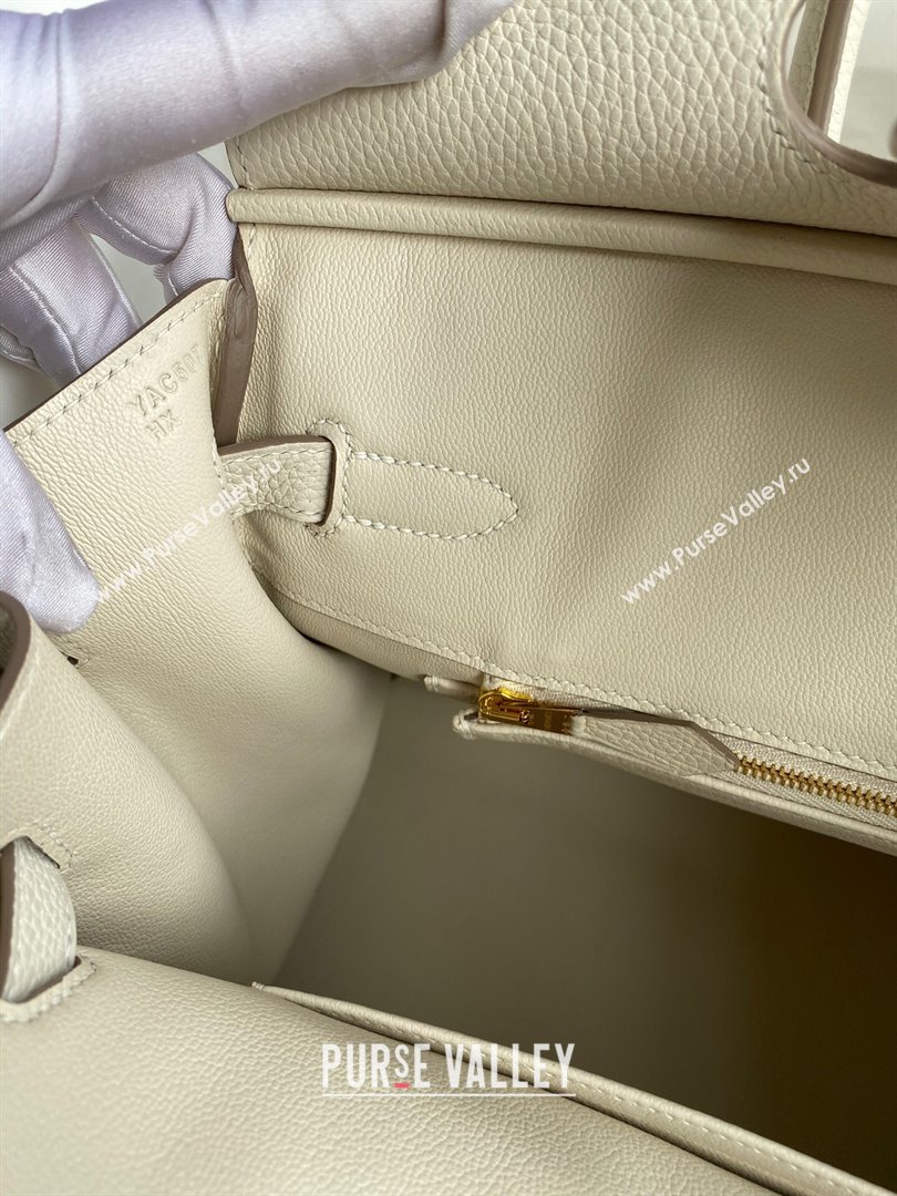 Hermes Birkin 30cm/35cm Bag in Original Togo Leather Milkshake White/Gold 2024 (Full Handmade) (XYA-24040911)