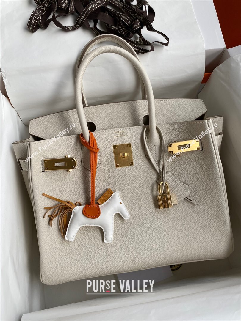 Hermes Birkin 30cm/35cm Bag in Original Togo Leather Milkshake White/Gold 2024 (Full Handmade) (XYA-24040911)