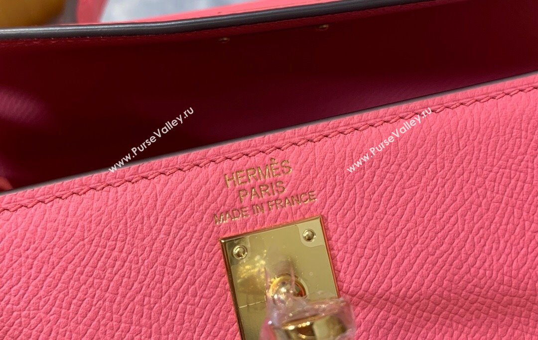 Hermes Kelly 25/28cm Bag in Original Epsom Leather Lipstick Pink/Gold 2024 (Handmand) (M-24021926)