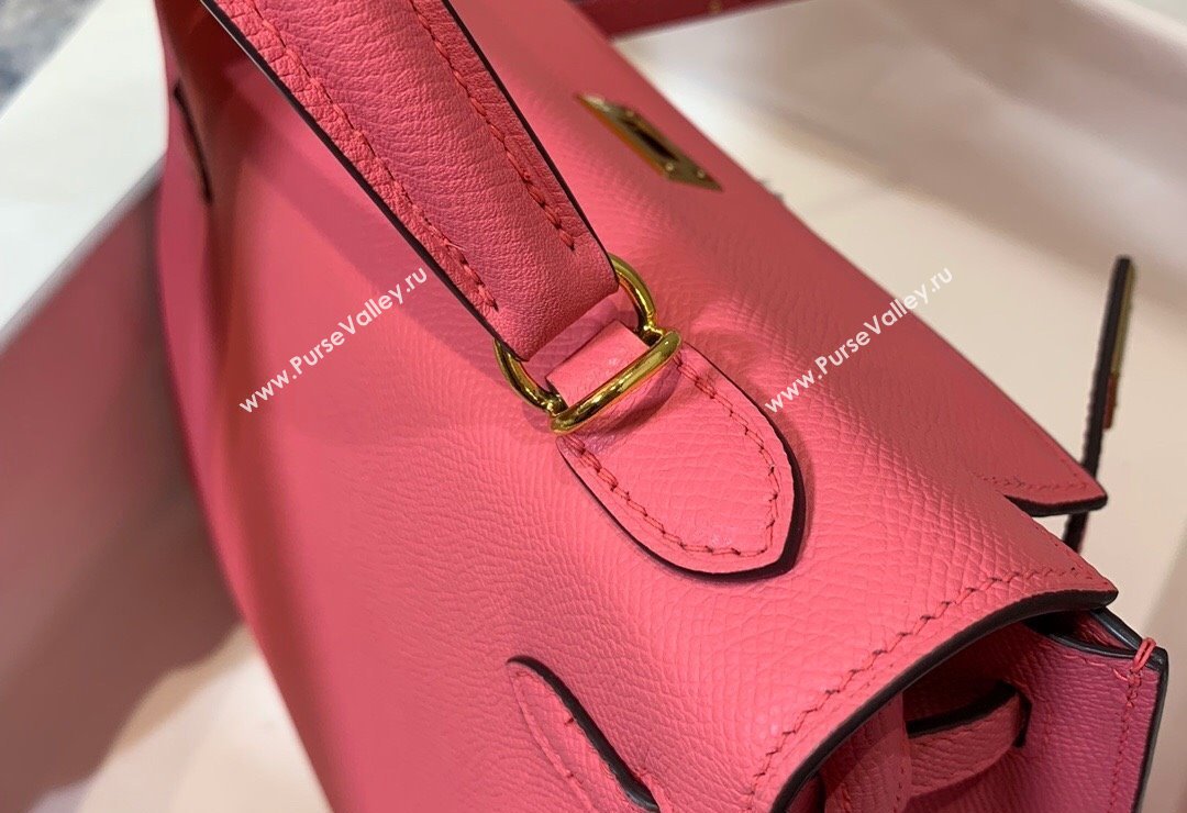 Hermes Kelly 25/28cm Bag in Original Epsom Leather Lipstick Pink/Gold 2024 (Handmand) (M-24021926)