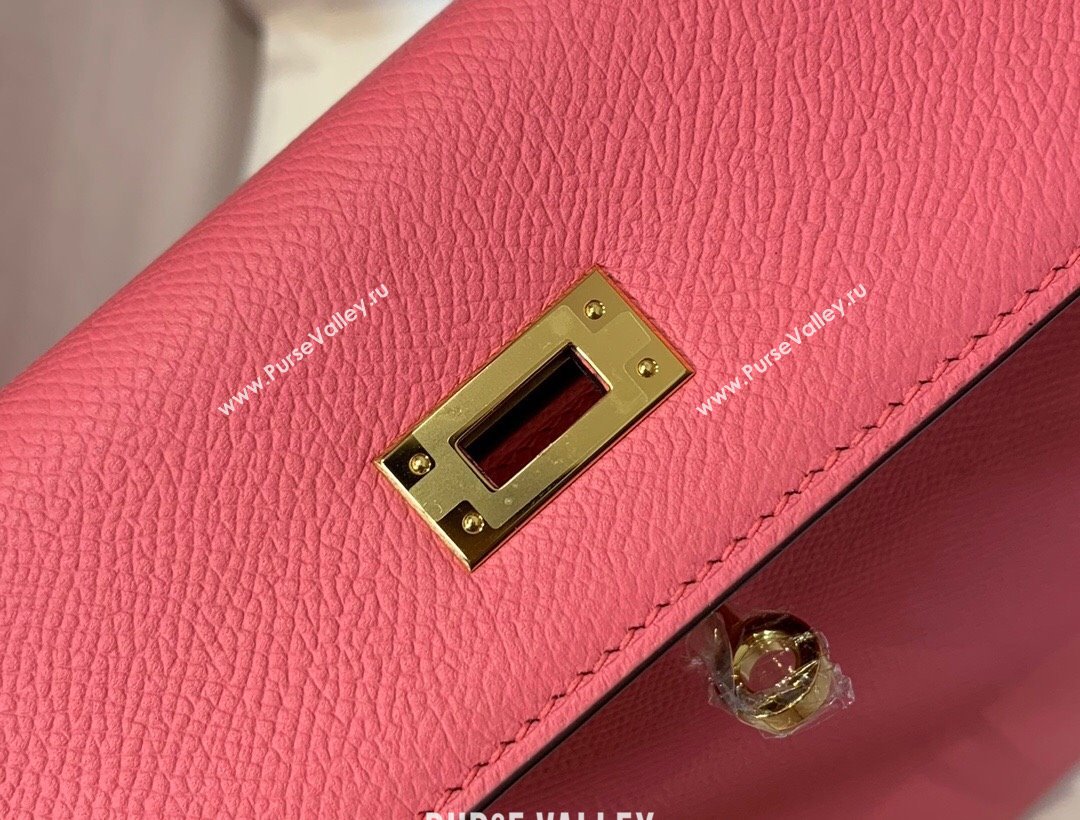 Hermes Kelly 25/28cm Bag in Original Epsom Leather Lipstick Pink/Gold 2024 (Handmand) (M-24021926)