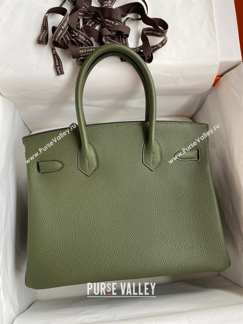 Hermes Birkin 30cm/35cm Bag in Original Togo Leather Jungle Green/Gold 2024 (Full Handmade) (XYA-24040913)