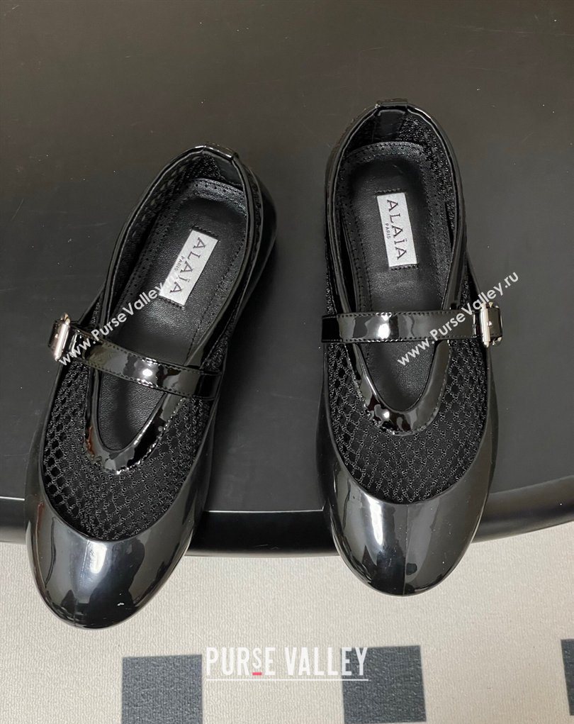 Alaia Ballets Flat in Fishnet Rubber Overshoes Black 2025 AL020704 (MD-260207063)