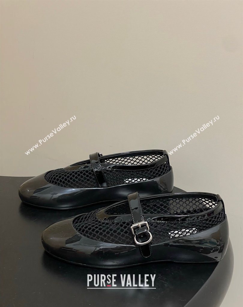 Alaia Ballets Flat in Fishnet Rubber Overshoes Black 2025 AL020704 (MD-260207063)