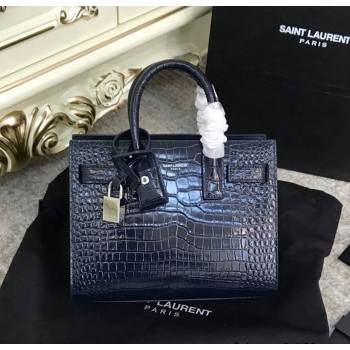 Saint Laurent Classic Nano Sac De Jour Bag in Embossed Crocodile Leather Blue 2021 (YID-210827061)