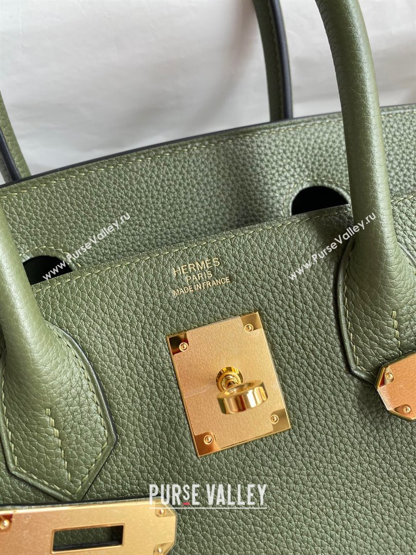 Hermes Birkin 30cm/35cm Bag in Original Togo Leather Jungle Green/Gold 2024 (Full Handmade) (XYA-24040913)