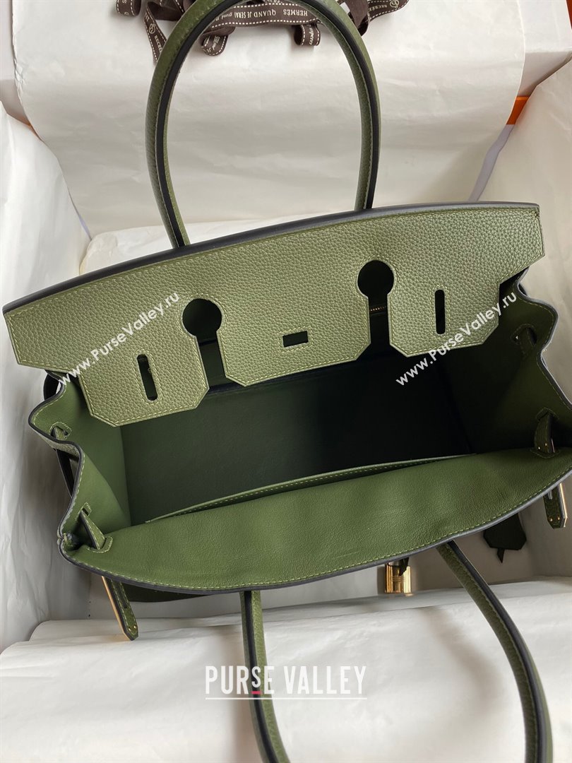 Hermes Birkin 30cm/35cm Bag in Original Togo Leather Jungle Green/Gold 2024 (Full Handmade) (XYA-24040913)