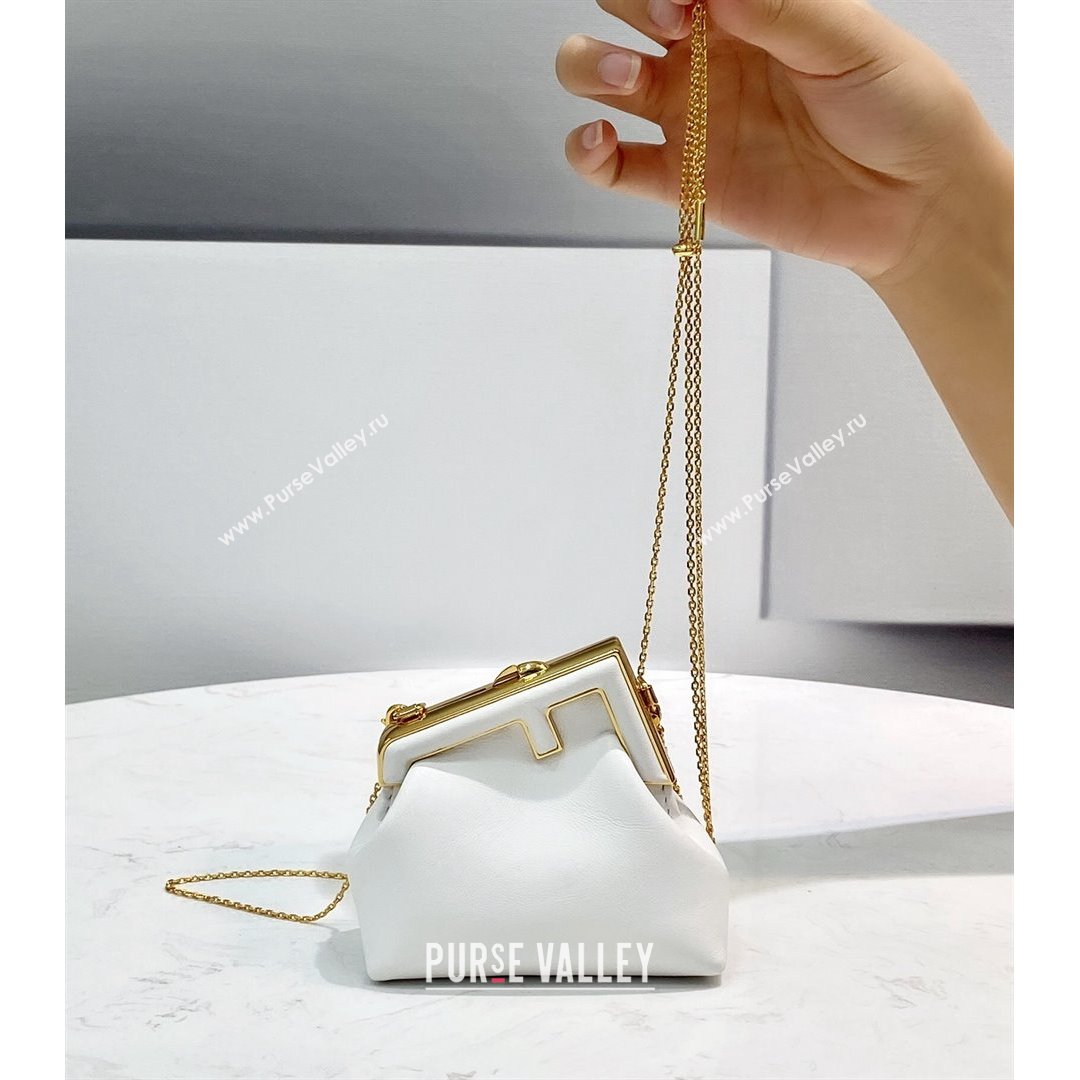 Fendi First Nano Bag Charm in White Nappa Leather 2021 80018S (CL-21090437)