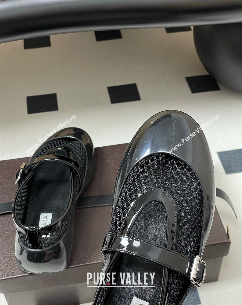 Alaia Ballets Flat in Fishnet Rubber Overshoes Black 2025 AL020704 (MD-260207063)