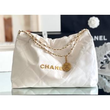 Chanel Shiny Calfskin 22 East West Shopping Bag AS4486 White/Gold 2024 Top Quality (MHE-24072302)