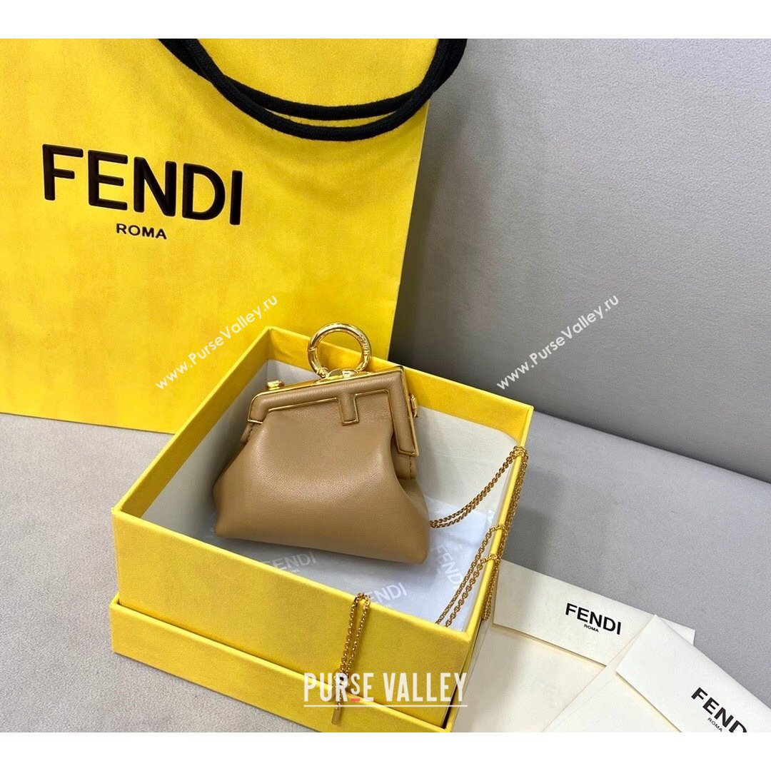 Fendi First Nano Bag Charm in Apricot Nappa Leather 2021 80018S (CL-21090431)