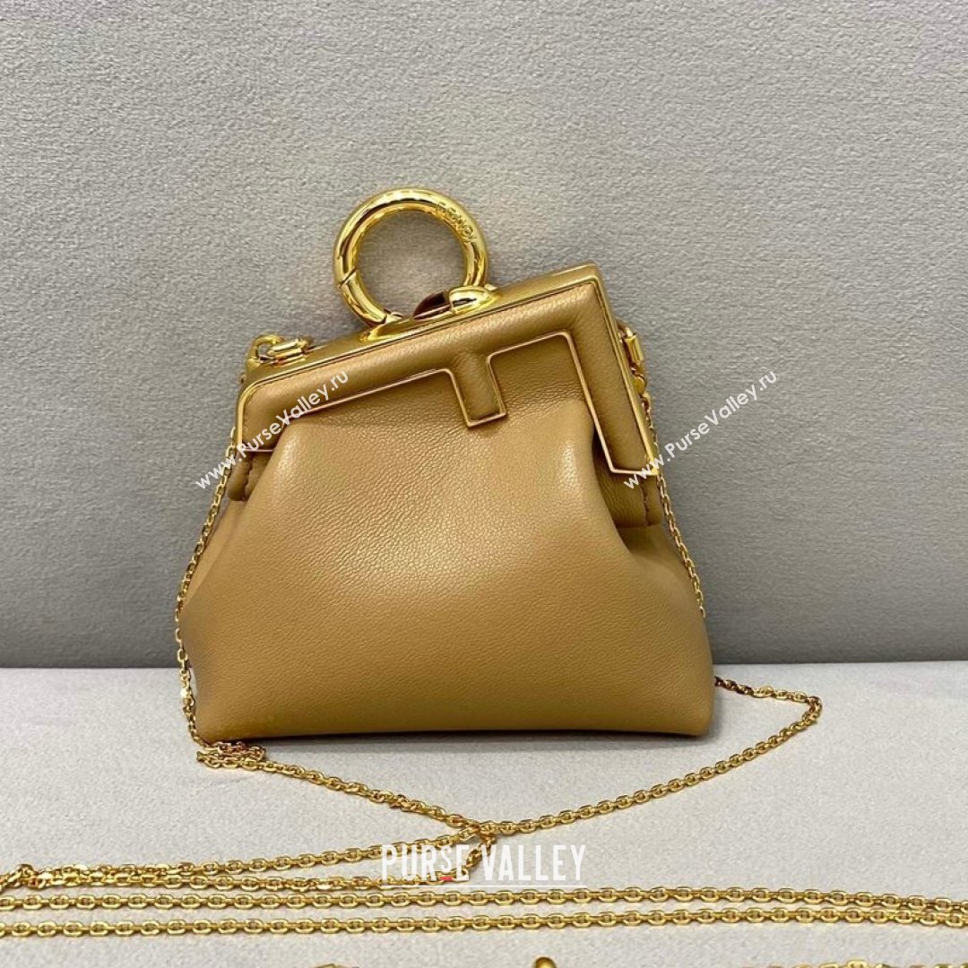 Fendi First Nano Bag Charm in Apricot Nappa Leather 2021 80018S (CL-21090431)