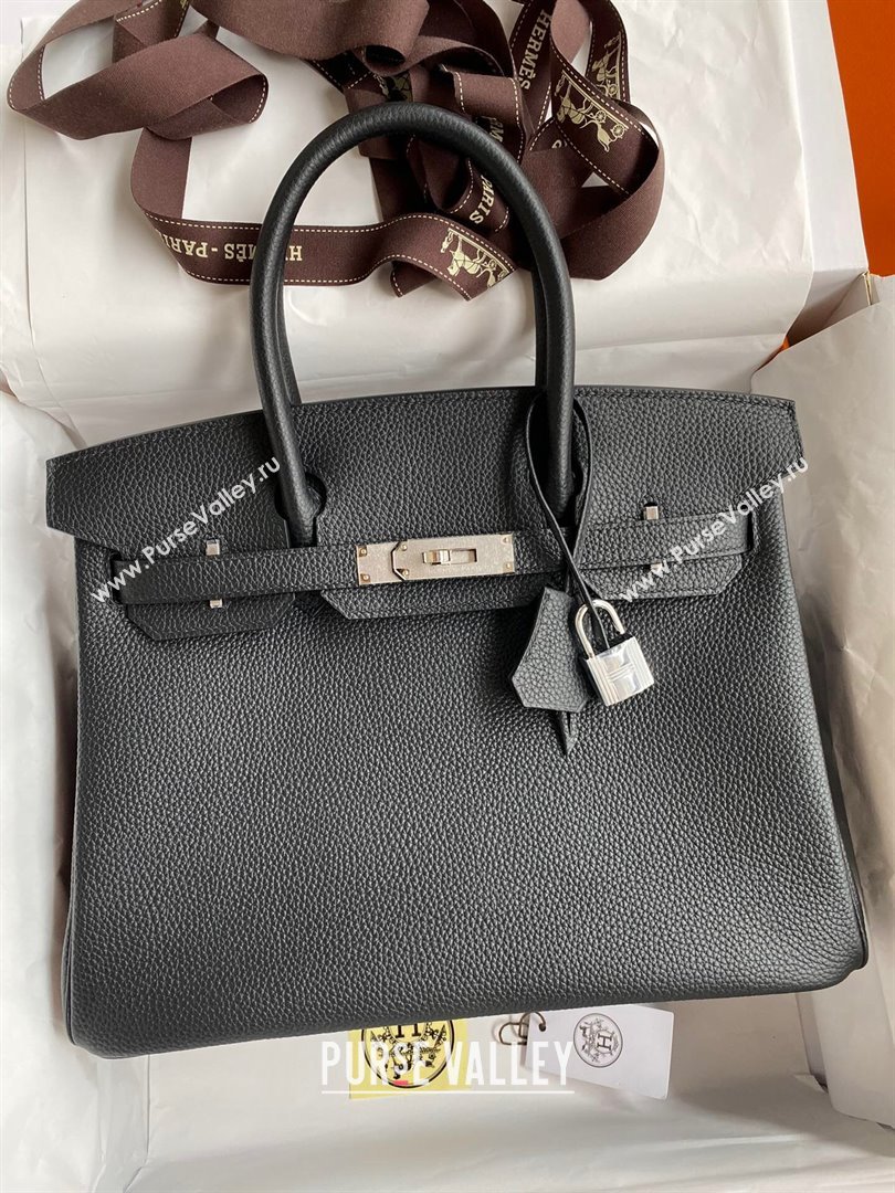 Hermes Birkin 30cm/35cm Bag in Original Togo Leather Black/Silver 2024 (Full Handmade) (XYA-24040915)
