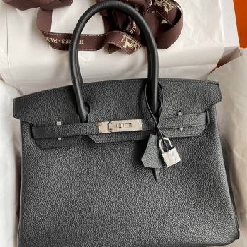Hermes Birkin 30cm/35cm Bag in Original Togo Leather Black/Silver 2024 (Full Handmade) (XYA-24040915)