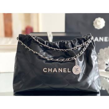 Chanel Shiny Calfskin 22 East West Shopping Bag AS4486 Black/Silver 2024 Top Quality (MHE-24072303)