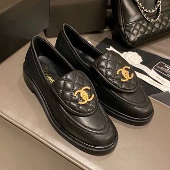 Chanel Leather Loafers with CC Foldover Balck 2020 (MD-20120279)