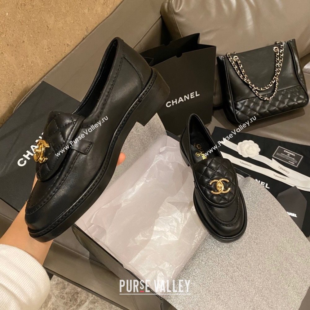 Chanel Leather Loafers with CC Foldover Balck 2020 (MD-20120279)