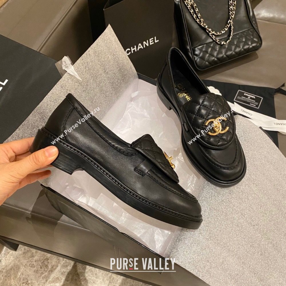 Chanel Leather Loafers with CC Foldover Balck 2020 (MD-20120279)