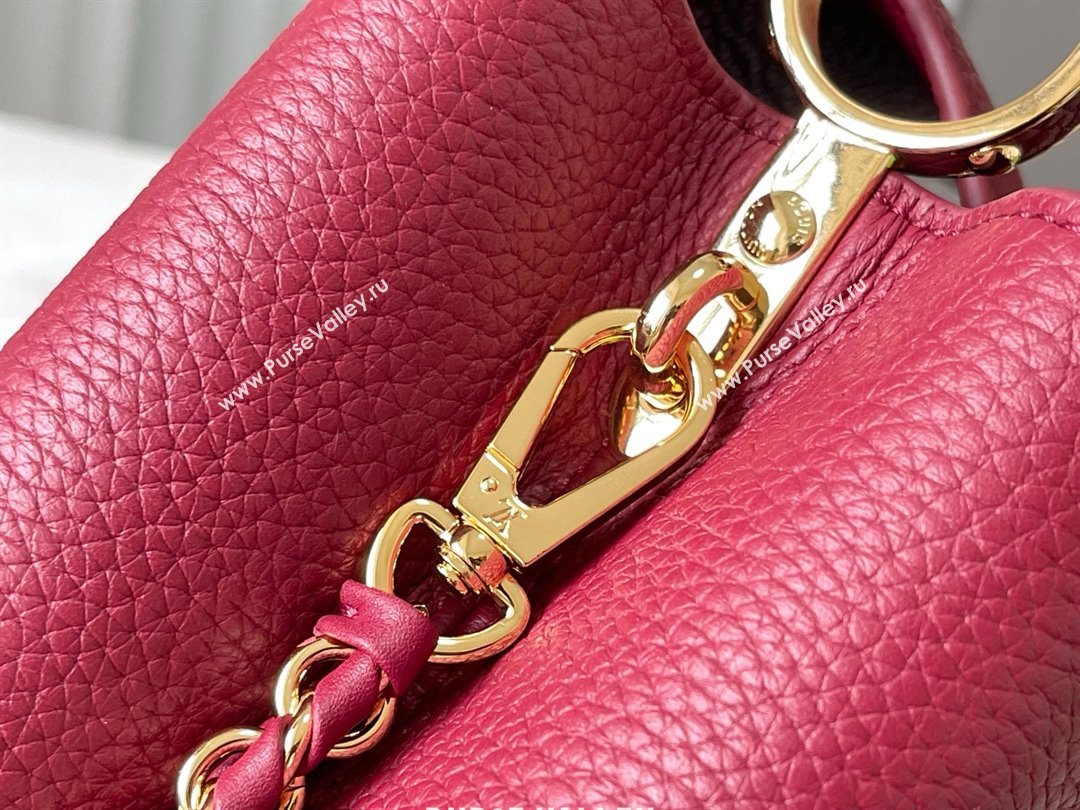 Louis Vuitton Capucines BB Bag with Strass Hardware in Taurillon Leather M24583 Deep Red 2025 (K-25011403)