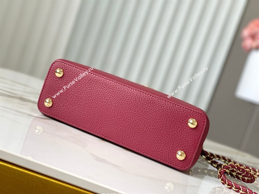 Louis Vuitton Capucines BB Bag with Strass Hardware in Taurillon Leather M24583 Deep Red 2025 (K-25011403)