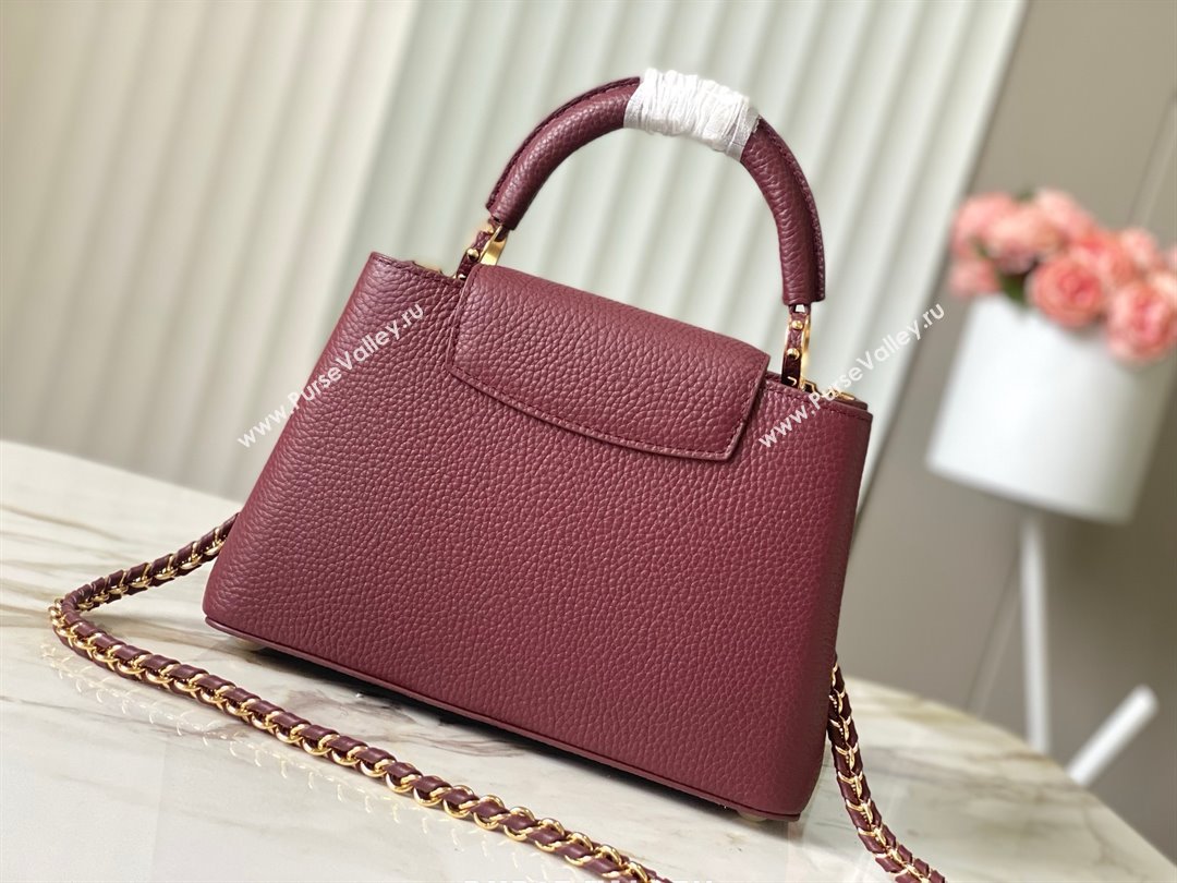 Louis Vuitton Capucines BB Bag with Strass Hardware in Burgundy Taurillon Leather M24583 2025 (K-25010717)