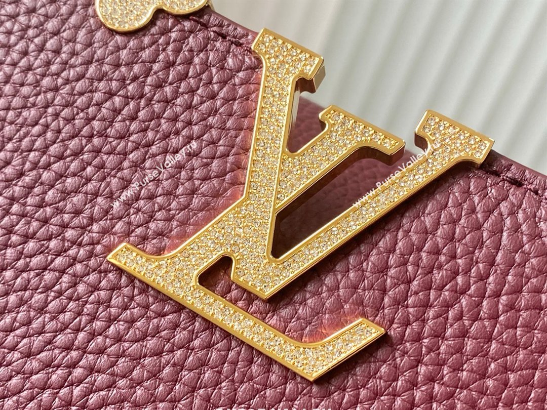 Louis Vuitton Capucines BB Bag with Strass Hardware in Burgundy Taurillon Leather M24583 2025 (K-25010717)