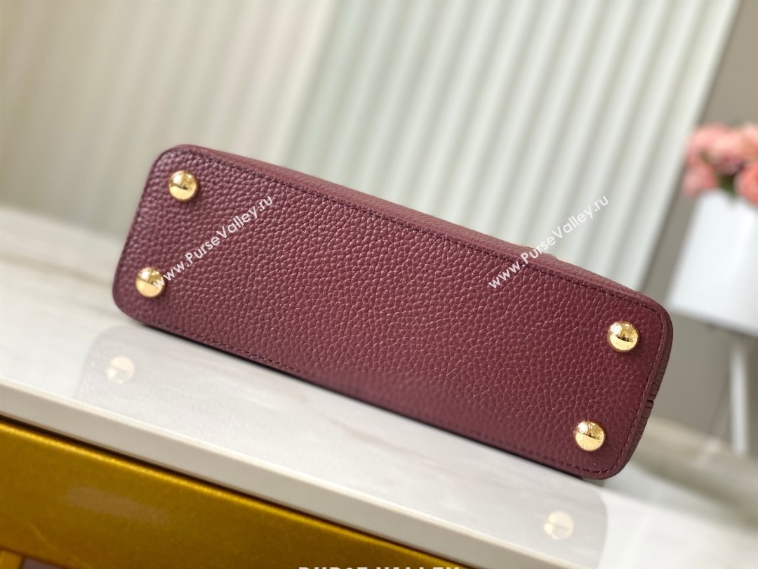 Louis Vuitton Capucines BB Bag with Strass Hardware in Burgundy Taurillon Leather M24583 2025 (K-25010717)