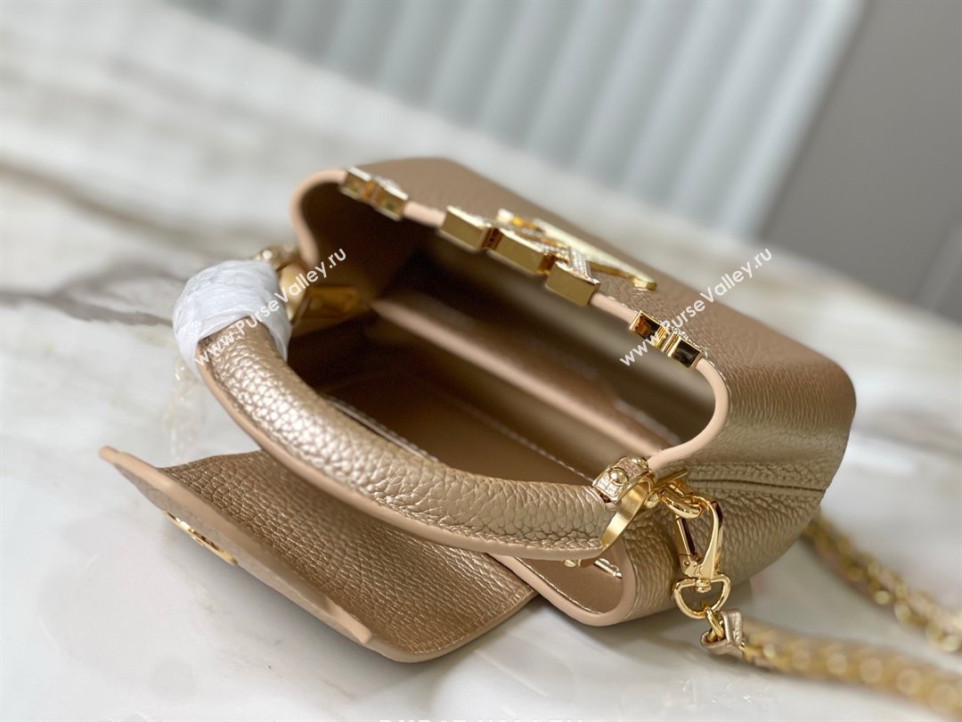 Louis Vuitton Capucines Nano Bag with Strass Hardware in Gold Taurillon Leather M24583 2025 (K-25011404)