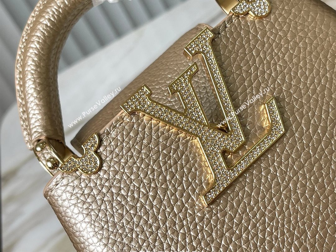 Louis Vuitton Capucines Nano Bag with Strass Hardware in Gold Taurillon Leather M24583 2025 (K-25011404)
