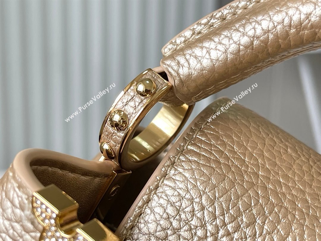 Louis Vuitton Capucines Nano Bag with Strass Hardware in Gold Taurillon Leather M24583 2025 (K-25011404)