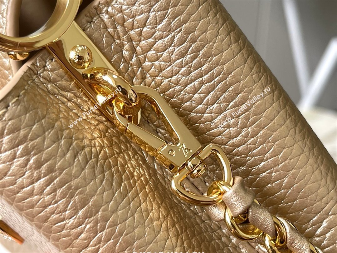 Louis Vuitton Capucines Nano Bag with Strass Hardware in Gold Taurillon Leather M24583 2025 (K-25011404)