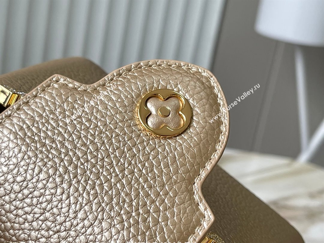 Louis Vuitton Capucines Nano Bag with Strass Hardware in Gold Taurillon Leather M24583 2025 (K-25011404)