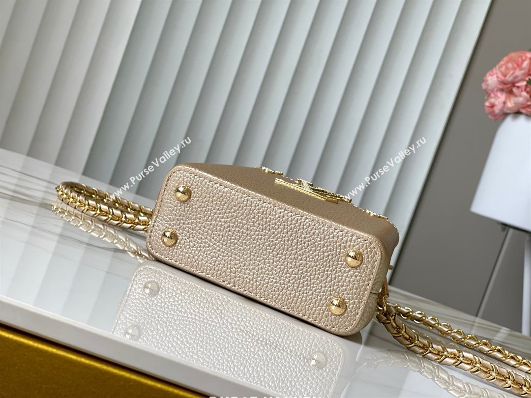 Louis Vuitton Capucines Nano Bag with Strass Hardware in Gold Taurillon Leather M24583 2025 (K-25011404)