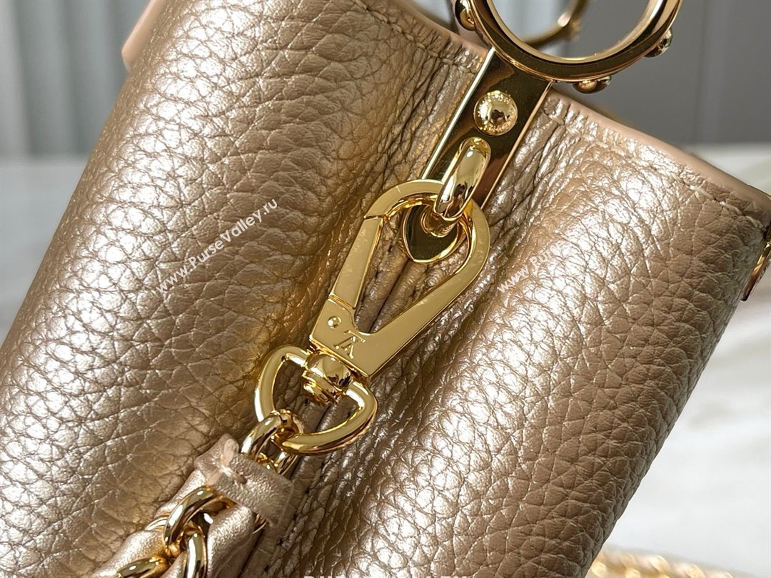 Louis Vuitton Capucines Mini Bag with Strass Hardware in Gold Taurillon Leather M24583 2025 (K-25011405)