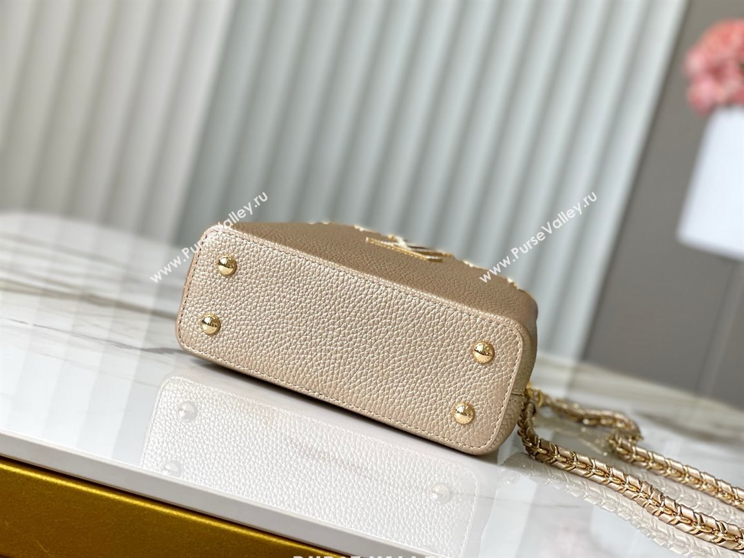 Louis Vuitton Capucines Mini Bag with Strass Hardware in Gold Taurillon Leather M24583 2025 (K-25011405)