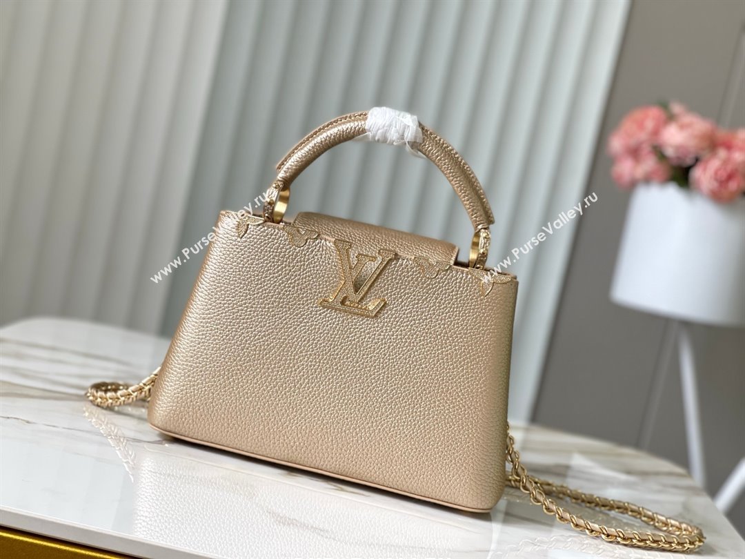 Louis Vuitton Capucines BB Bag with Strass Hardware in Gold Taurillon Leather M24583 2025 (K-25011406)