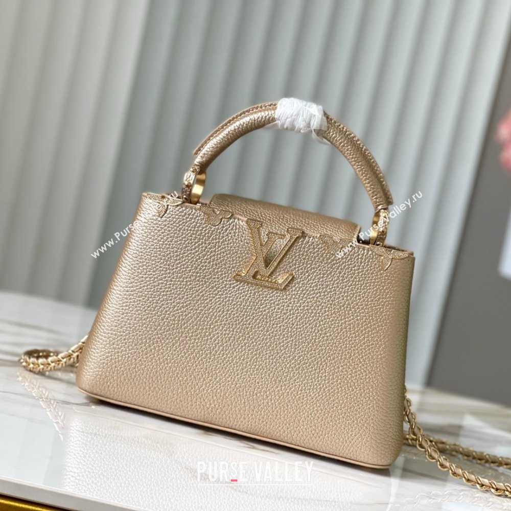 Louis Vuitton Capucines BB Bag with Strass Hardware in Gold Taurillon Leather M24583 2025 (K-25011406)
