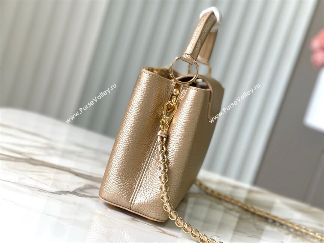 Louis Vuitton Capucines BB Bag with Strass Hardware in Gold Taurillon Leather M24583 2025 (K-25011406)