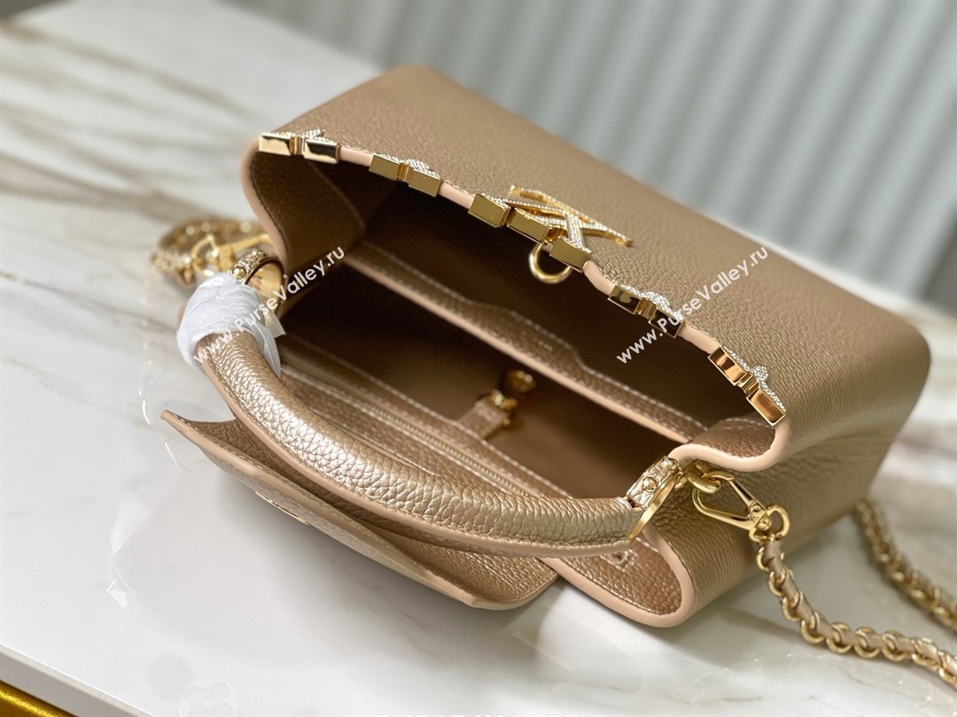 Louis Vuitton Capucines BB Bag with Strass Hardware in Gold Taurillon Leather M24583 2025 (K-25011406)