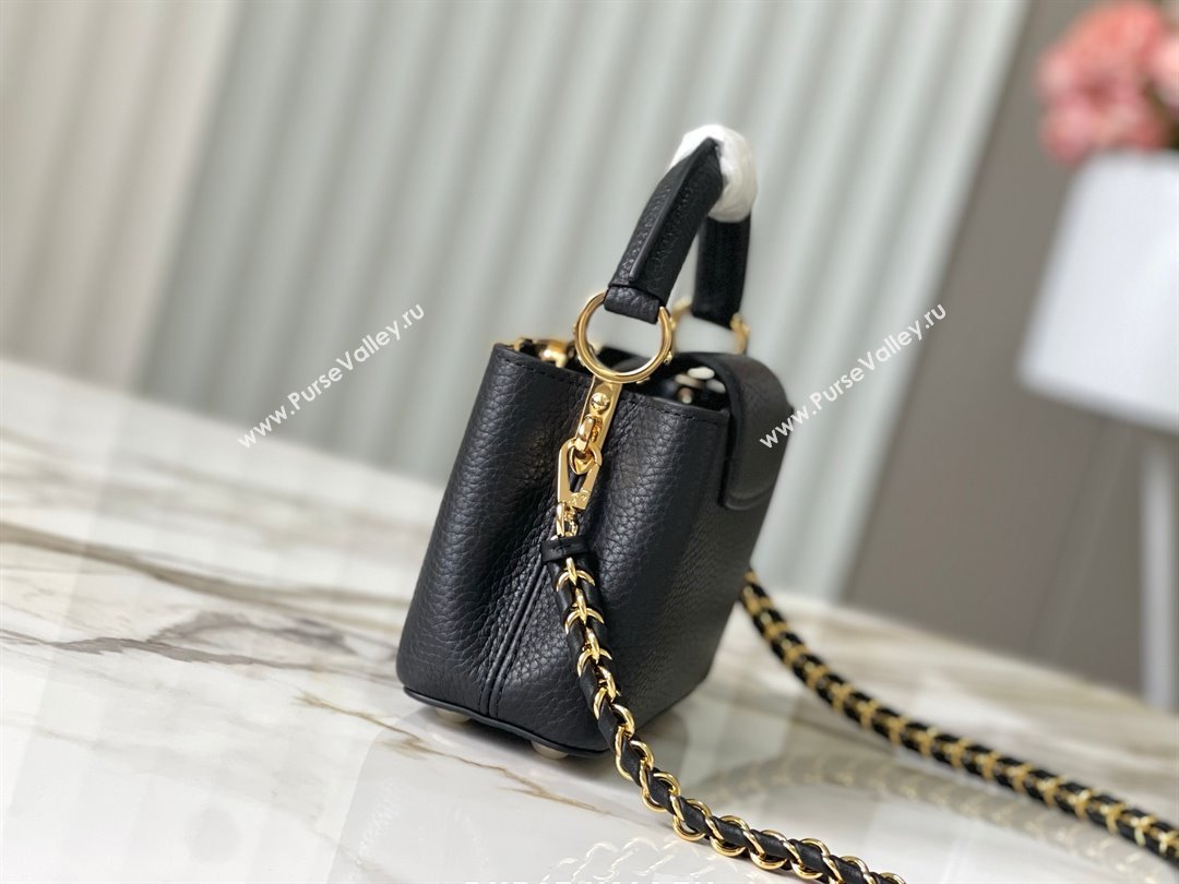 Louis Vuitton Capucines Nano Bag with Strass Hardware in Black Taurillon Leather M24583 2025 (K-25011407)